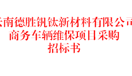 云南德胜钒钛新材料有限公司商务车辆维保项目采购招标书(2026年)