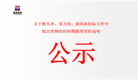 关于机头灰、重力灰、旋风灰招标文件中拟出售物资时间期限变更的说明